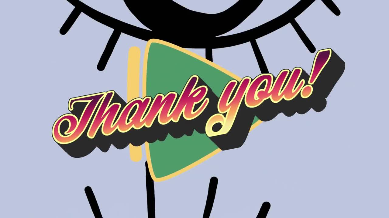 회색 배경에 눈 위에 감사 텍스트의 애니메이션