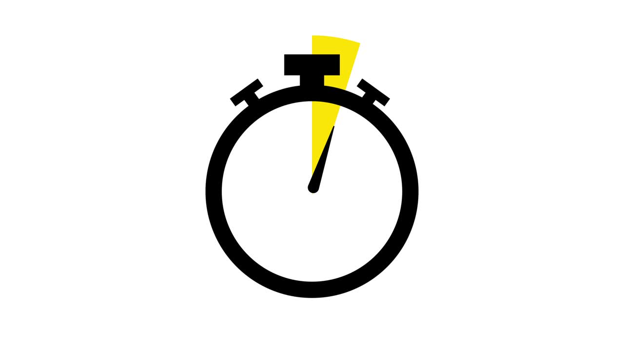 Stopwatch flat animation icon design moving arrows on white background.