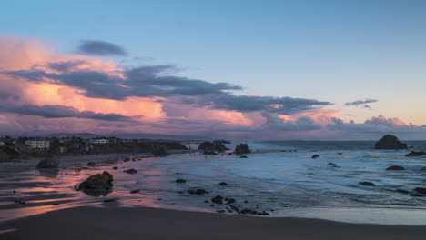 beautiful clear, clean waves rolling to the rocky face rock beach state park in brandon, oregon - time lapse