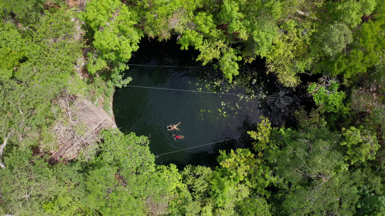 Drone shot over a Cenote - Quintana Roo - Mexico