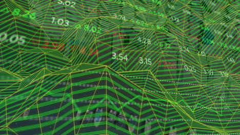 Animación-Del-Procesamiento-De-Datos-Financieros-Sobre-El-Paisaje-Urbano