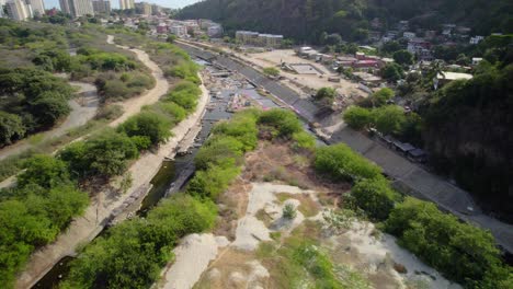 Rio and coast near camuri grande, la guaira, showing green nature , aerial view