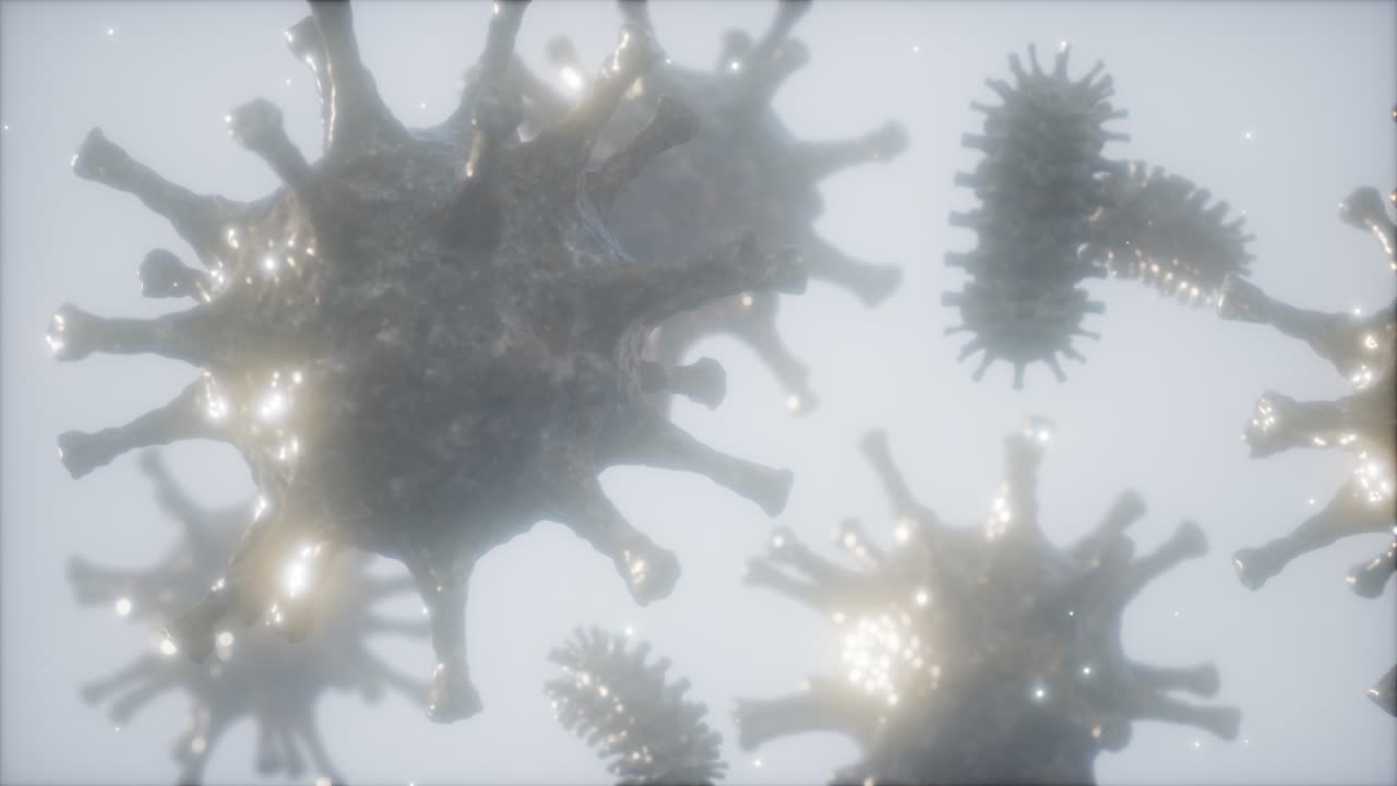 Bacteria virus or germs microorganism cells under microscope with depth