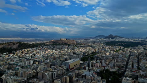 vista of dense cityscape skyline and the acropolis in athens, greece