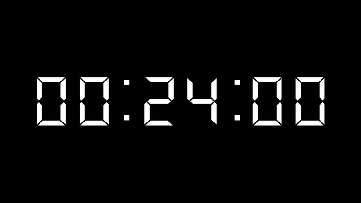 33 second timer counting down from 30 to zero with minutes, seconds and hundreths of seconds, with white digits