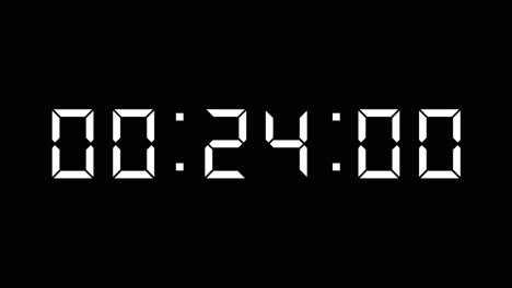 33 second timer counting down from 30 to zero with minutes, seconds and hundreths of seconds, with white digits