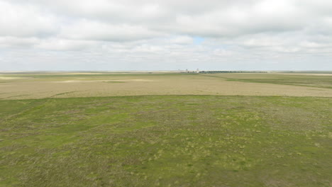 aerial view of farmland and fields