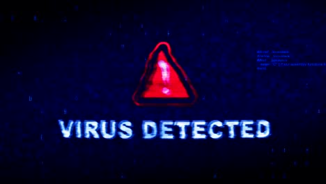 virus detected  text digital noise twitch glitch distortion effect error loop animation.