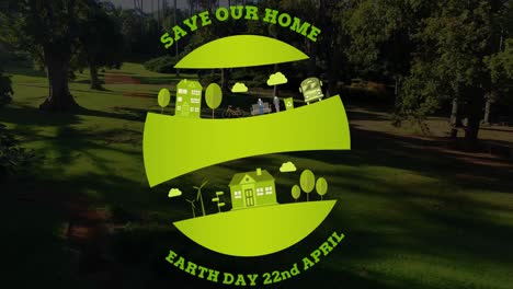 Animation-of-earth-day-text-over-park