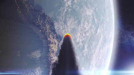 rocket launch into space, earth perspective