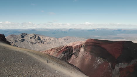 hiking a volcanic mountain summit