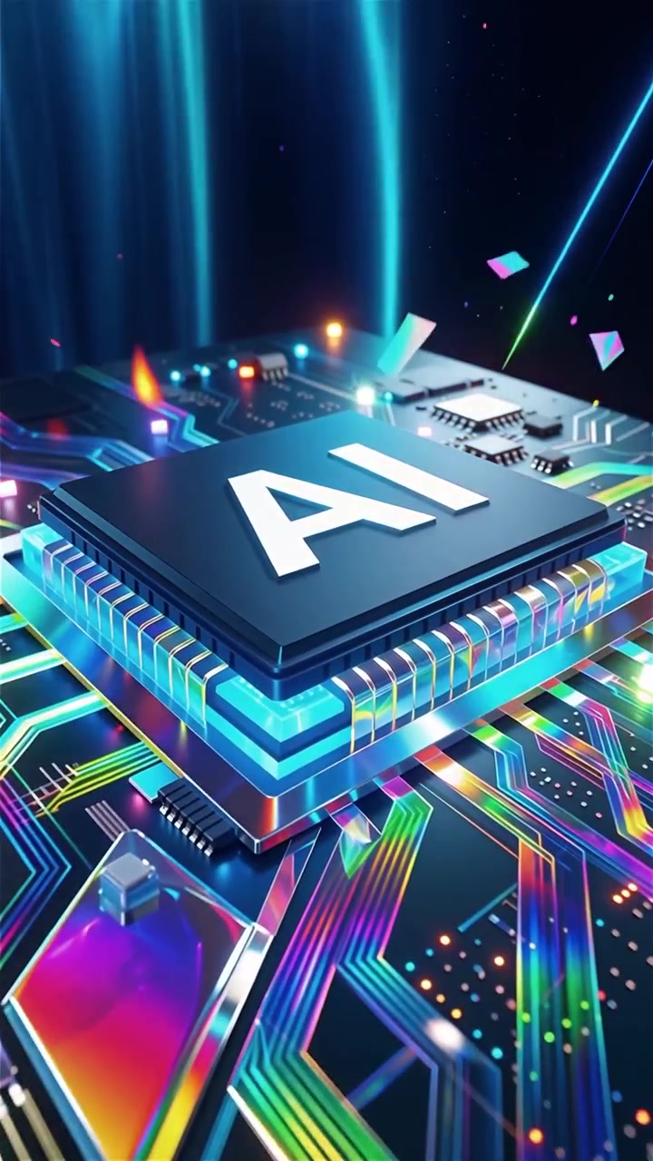 Futuristic AI Chip Motherboard Technology Background