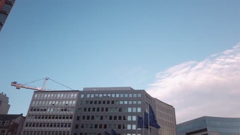 european flags wave under morning sky