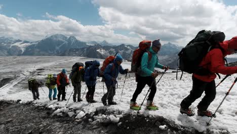 group of hikers on a mountain trek