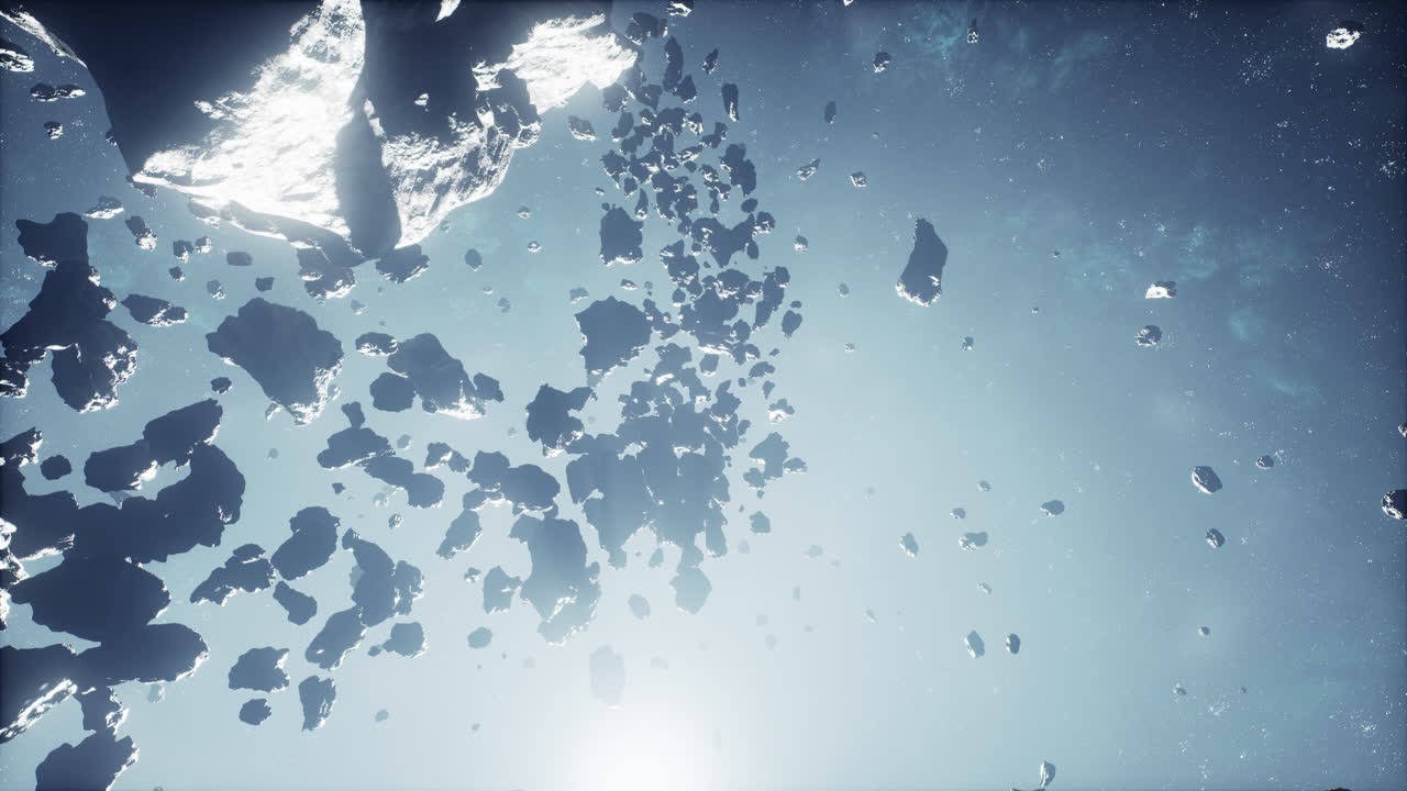 우주에 있는 많은 큰 소행성들