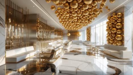 luxury modern lobby with gold accents