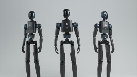 visualization of group of advanced hightech humanoid robots standing in digital scifi environment futuristic visualization of group of advanced hightech humanoid robots standing in digital scifi environment artificial intelligence robotics and automation concept visual effects animation