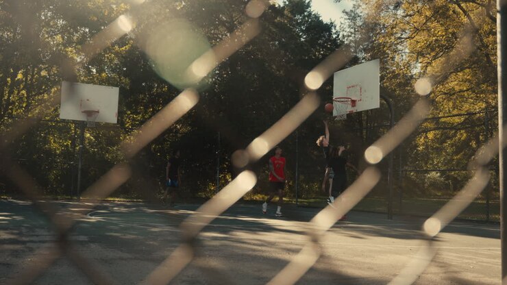 Basketball game in a park