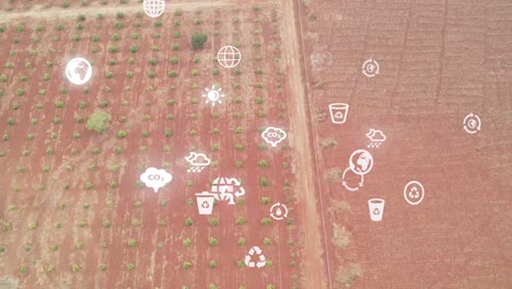 Drone-flying-in-farms-in-Kilimanjaro-slopes--Green-Kenya-farms,-poor-settlement-africa-aerial-agronomic-plantation