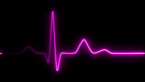 latido del corazón de neón en fondo aislado negro. animación de bucle sin costuras de 4k. línea de latidos del corazón de fondo pantalla de pantalla de frecuencia cardíaca de luz de neón investigación médica