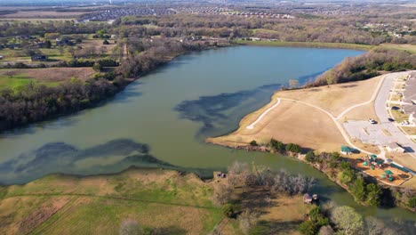 Aerial-footage-of-small-pond-or-lake-in-Anna-Texas