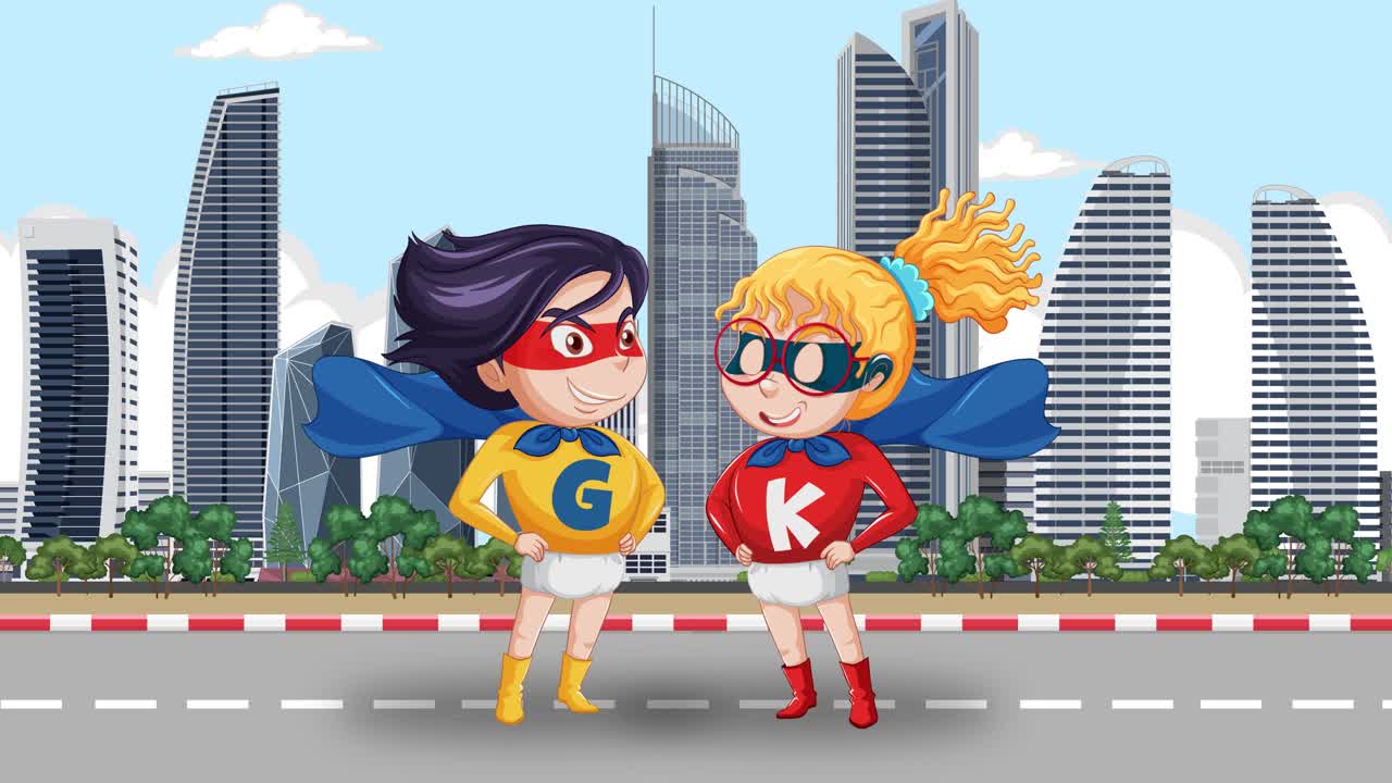 dos superhéroes interactúan en un entorno urbano