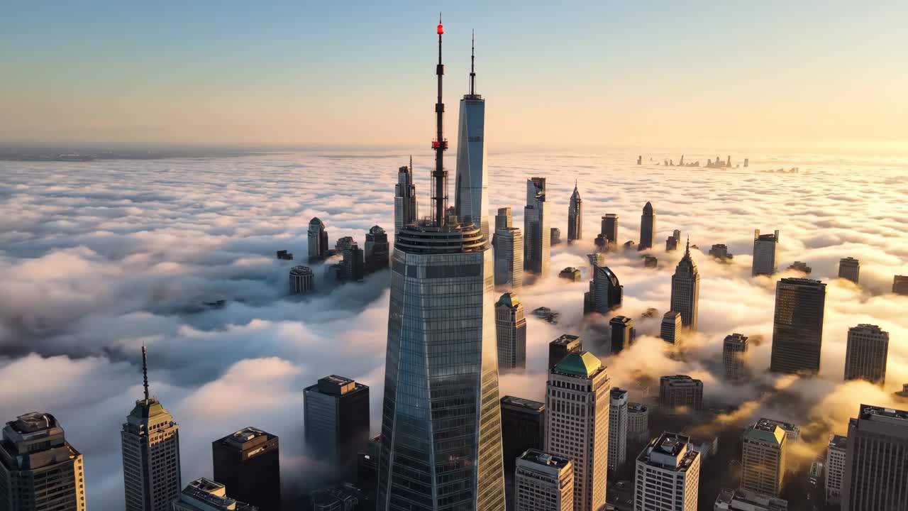 Majestic Skyscrapers Above Morning Fog