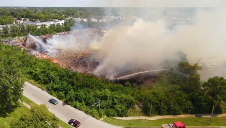 Enormous amount of smoke from burning Mulch company, aeria lview