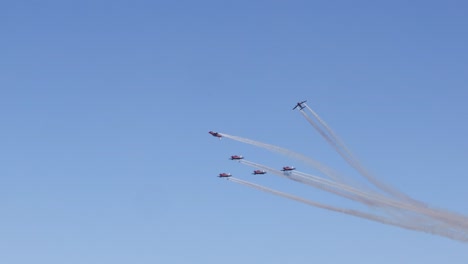 aerial display of synchronized flying maneuvers