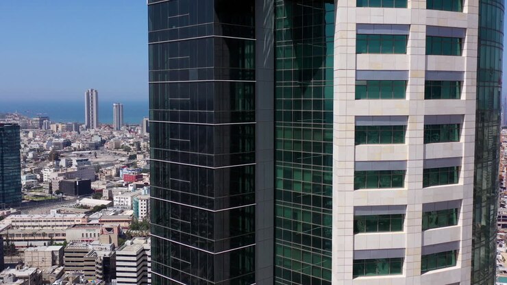 Paisagem urbana com arranha-céus modernos