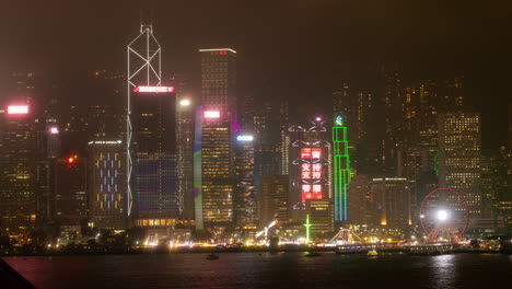 hong kong - 19 march 2025 : hong kong central city skyline filmed from across the harbour in kowloon with all the skyscrapers lit up at night advertisements