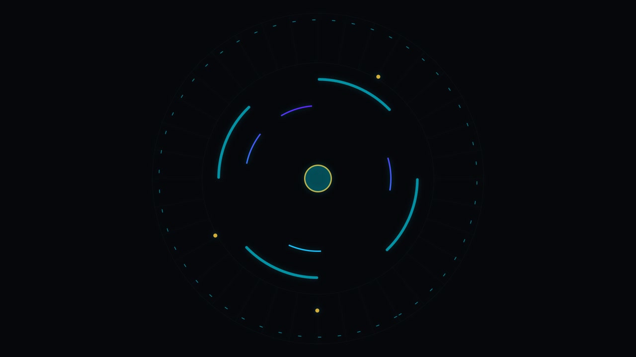 Abstract Circular HUD Interface Animation with Rotating Elements