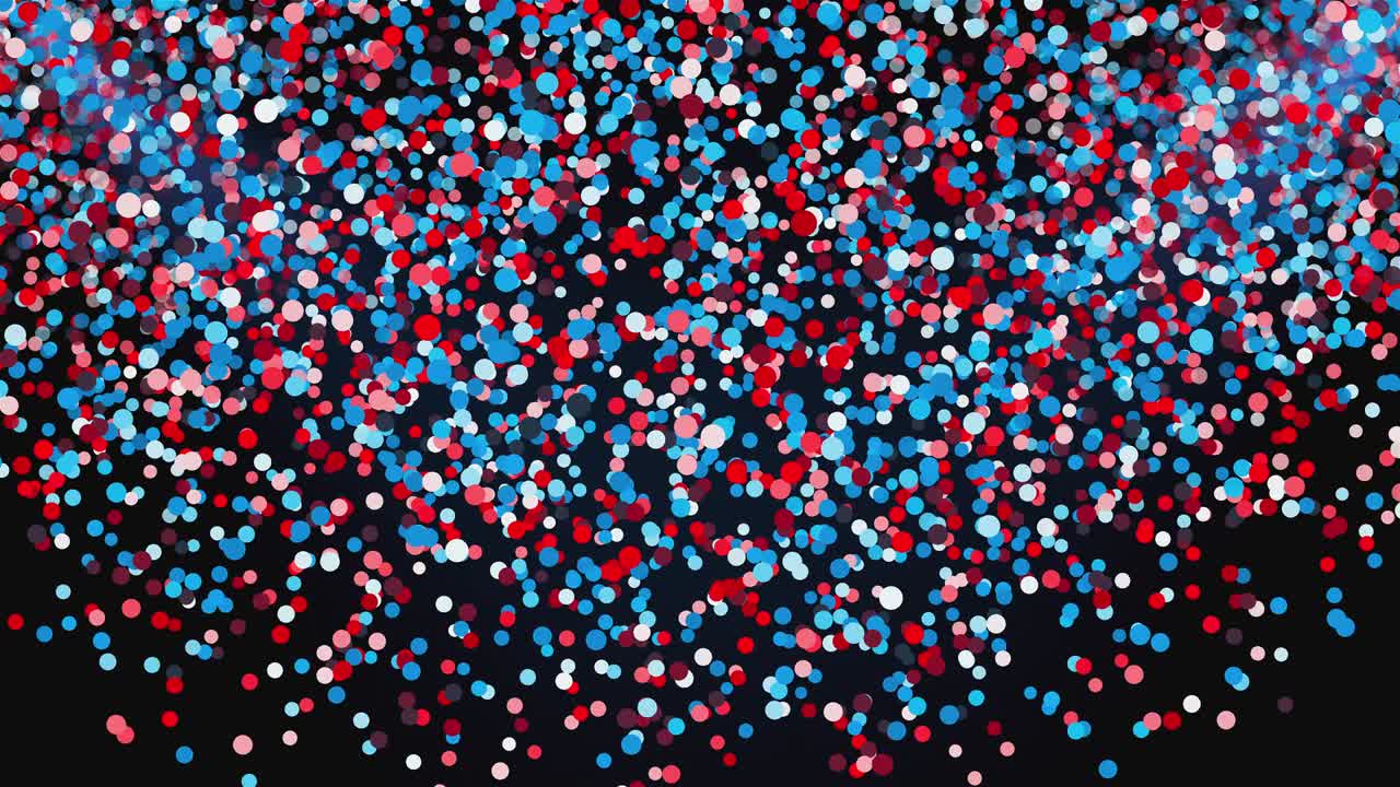 빛의 광선에서 날아다니는 색 입자, 컴퓨터 생성. 축제 배경의 3d 렌더링