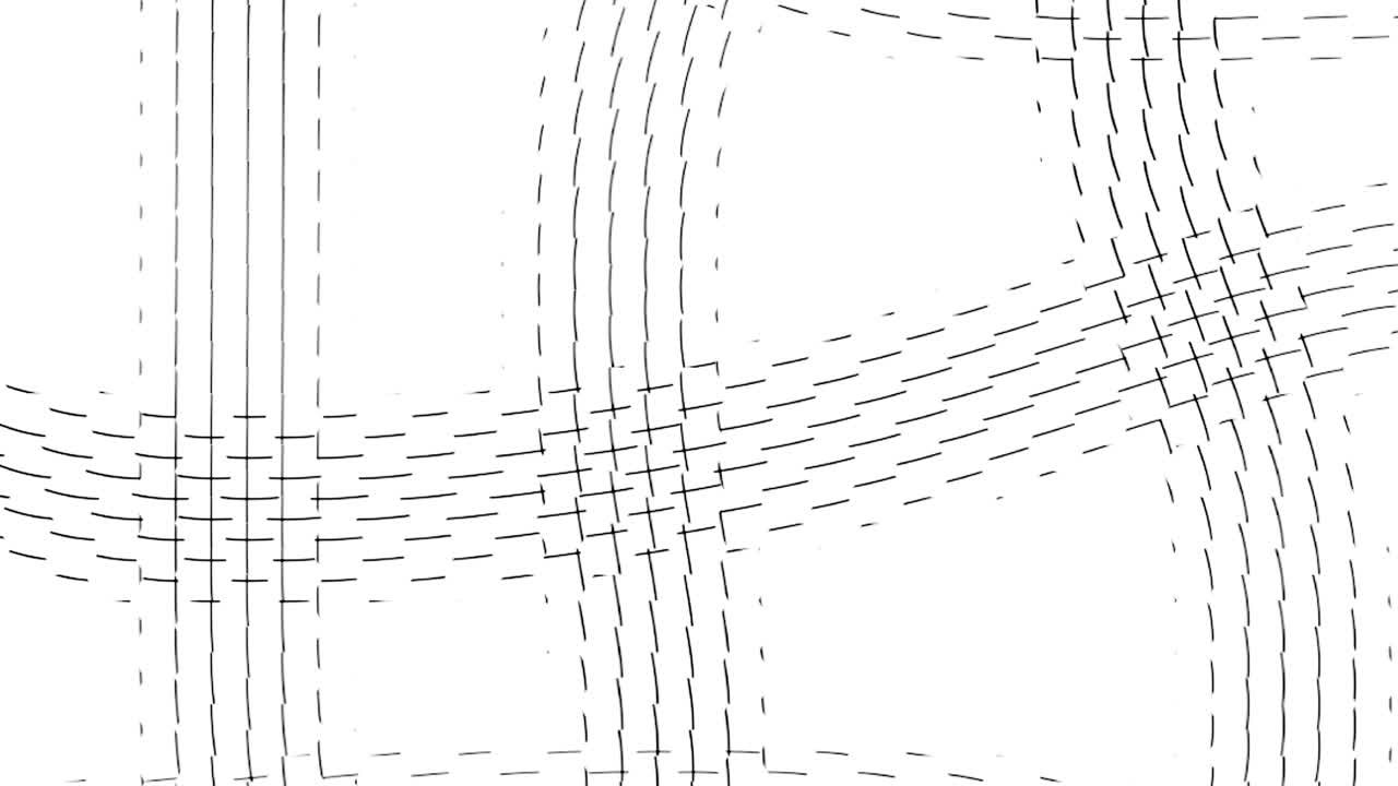 An intricate grid pattern with wavy lines composed of interconnected squares forms a visually captivating design, repeated to create a mesmerizing visual motif