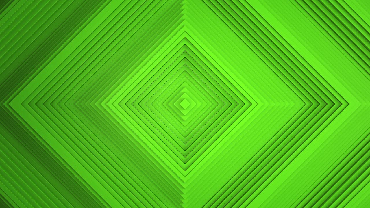 Sekventiel bevægelse af de grønne firkantede ringe. Konceptet med bølge og bevægelse. Minimalistisk 3D forretningsbaggrund. Et skyggespil. Mønsteret