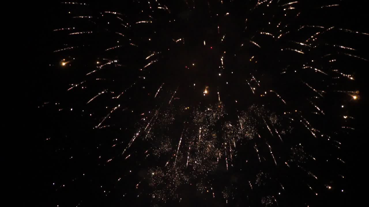 Festive Fireworks In The Night Sky - slow motion