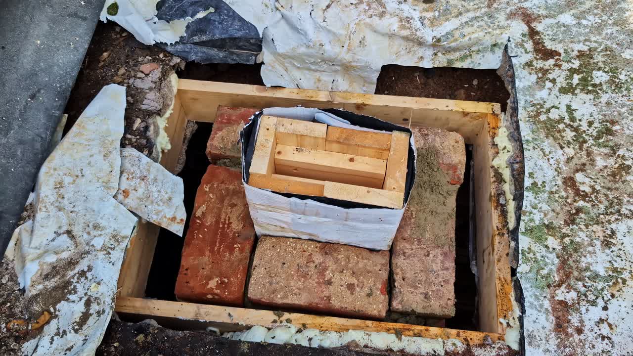 Costruzione della base di un camino. Processo di costruzione di un sistema di ventilazione o di scarico fumi