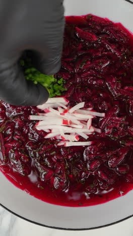 preparing beetroot soup (borscht)
