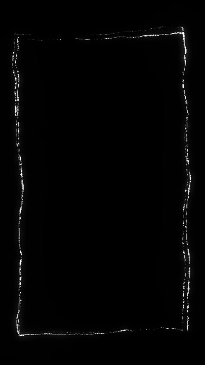 White glitch border dark background with rough rectangular frame distorted edges and black empty