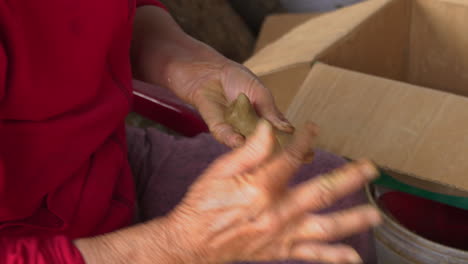 thanh ha tourism captured in close-up as an asian woman handcrafts an animal figure in clay, creating a unique and beautiful souvenir