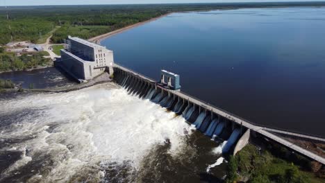 Rushing-water-in-an-active-water-hydro-dam-during-the-summer