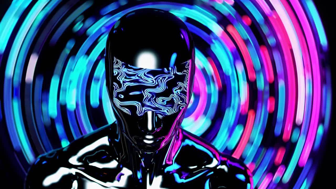 Futuristic Robot in Neon Light