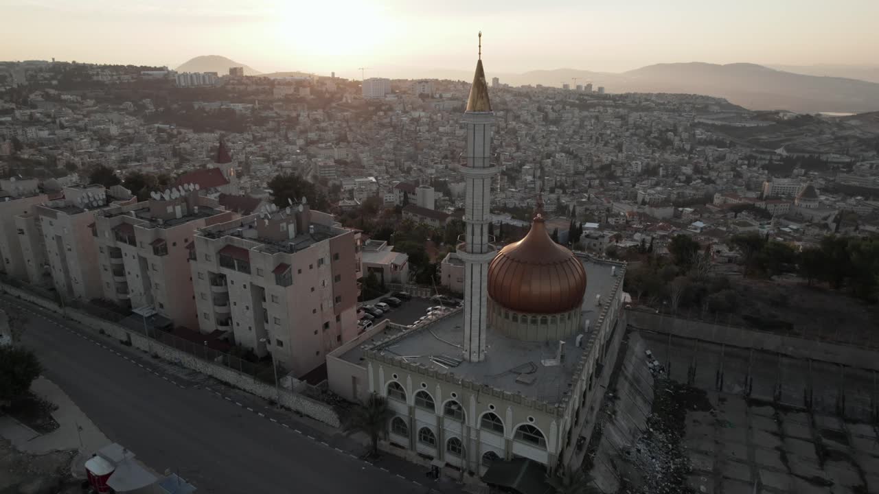 mezquita musulmana la gran mezquita de nazaret imágenes de drones sobre israel