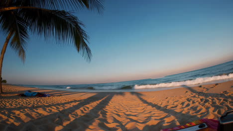 beach sunset with portable speaker