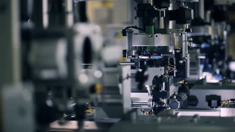 close-up of industrial automation machinery in a factory