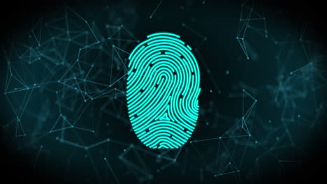 escáner de huellas dactilares y icono de candado de seguridad contra la red de conexiones