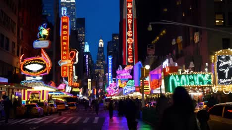 vibrant neon lights of nyc at night