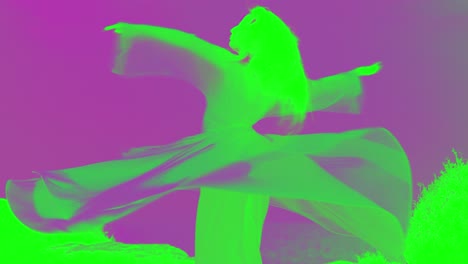 danza sufí en círculo rosa y verde