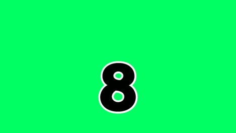 moving down cartoon number 8 eight animation green screen.flat design cartoon number drop down animated images 4k