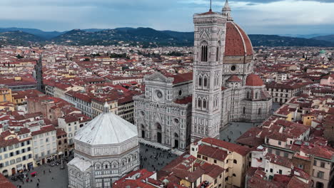 florence with the iconic cattedrale di santa maria del fiore, aerial view